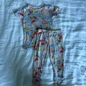 Posh Peanut Bamboo Floral 2-piece Short Sleeve Pants PJs 12-18m